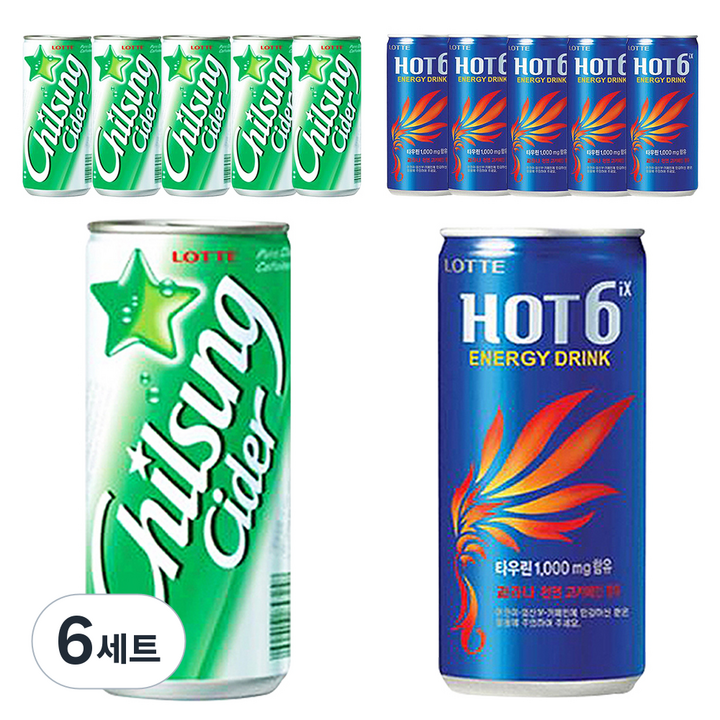 칠성사이다 250ml x 6p + 핫식스 250ml x 6p, 6세트