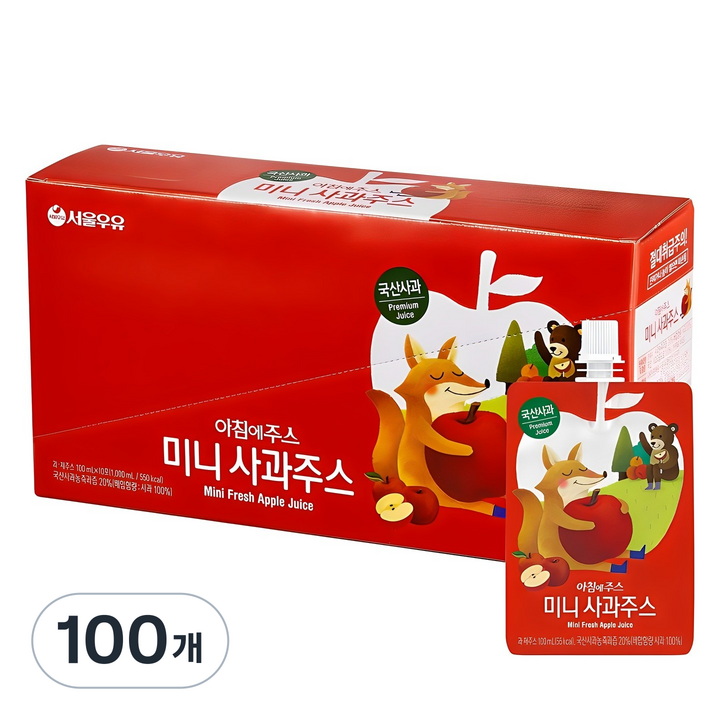 아침에주스 미니 사과 주스, 100ml, 100개
