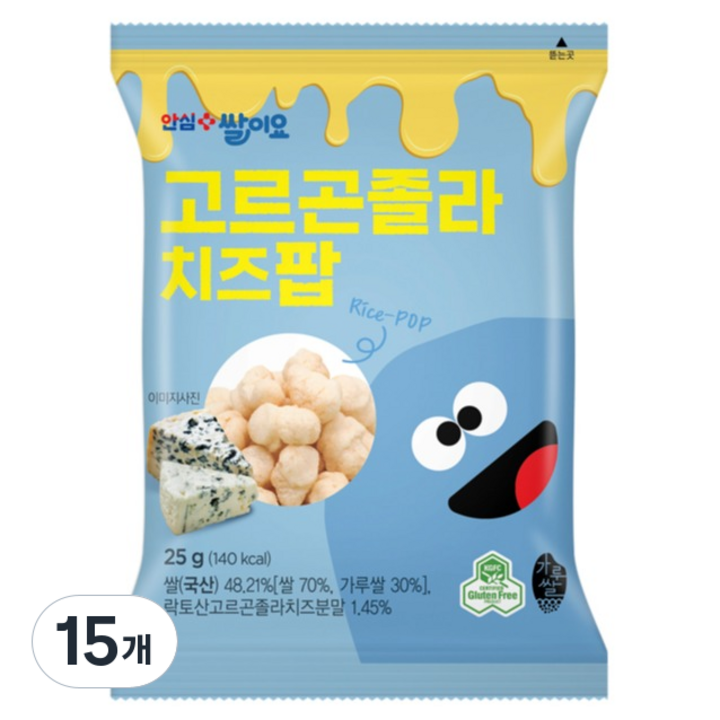 청원생명농협 열풍으로 구운 쌀과자 쌀이요 고르곤졸라 치즈팝, 15개, 25g