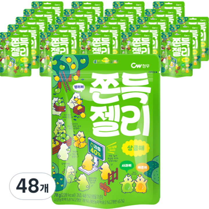 청우식품 쫀득젤리 상큼해, 70g, 48개