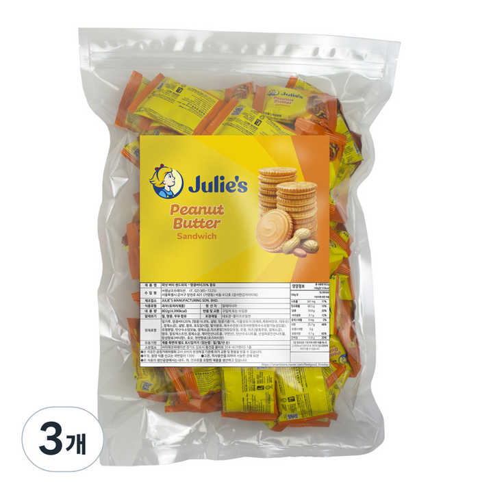 줄리스 피넛버터 샌드위치 크래커, 802g, 3개