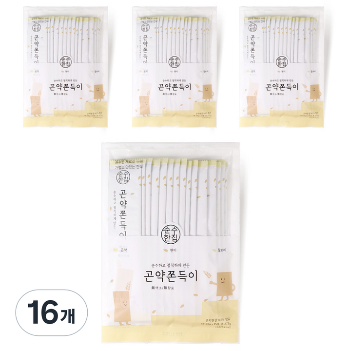순수한집 곤약쫀드기 현미맛, 375g, 16개