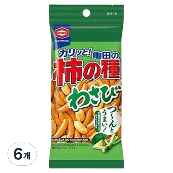 카메다 카키노타네 와사비 스낵, 57g, 6개