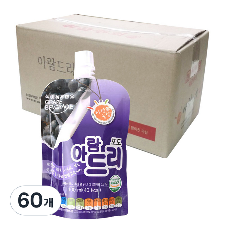 아람농장 아람드리 포도주스, 100ml, 60개