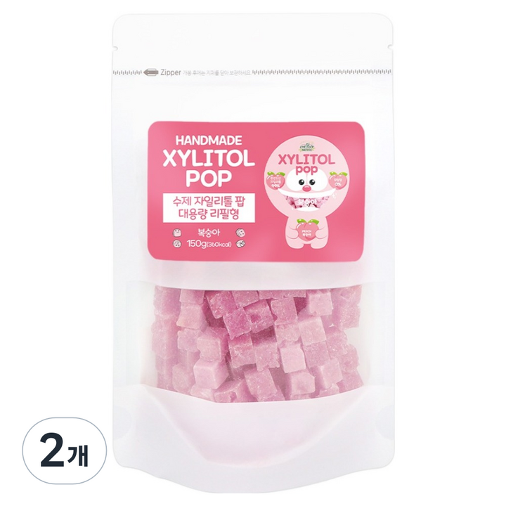 자일리톨팝 파우치 복숭아, 150g, 2개