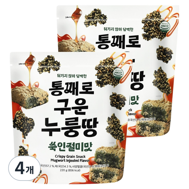 일일곡식 누룽땅 쑥인절미, 220g, 4개