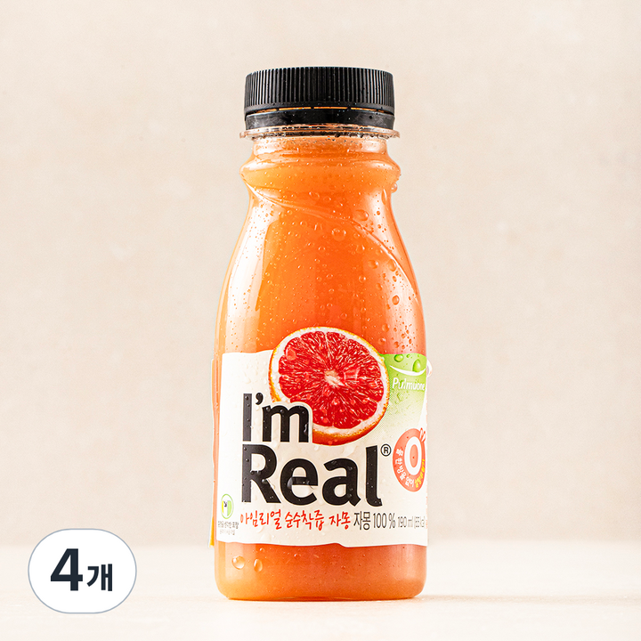 아임리얼 순수착즙 자몽 주스, 190ml, 4개
