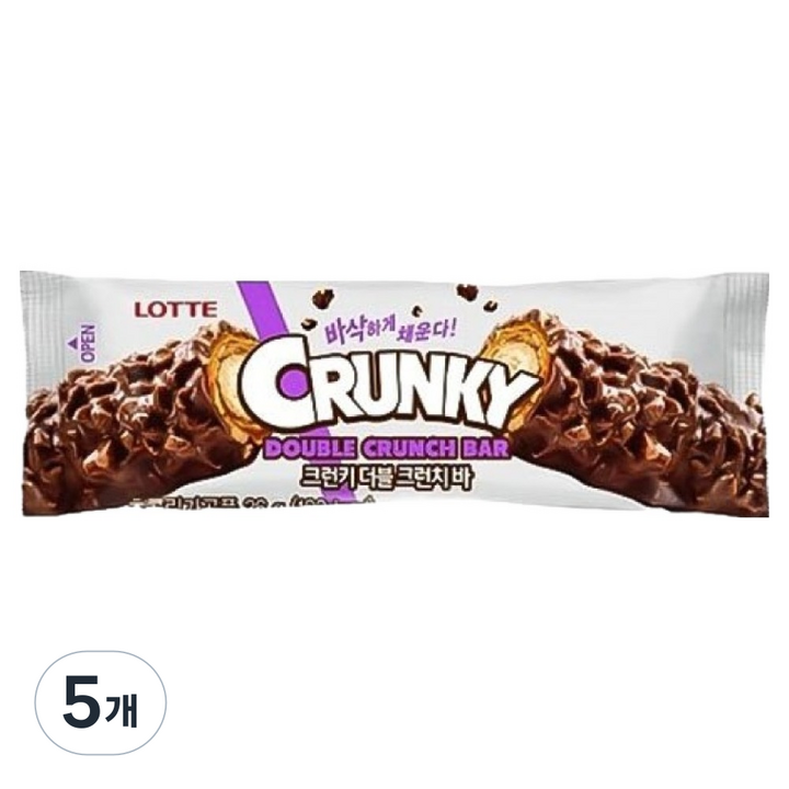 롯데웰푸드 크런키 더블 크런치바, 36g, 5개