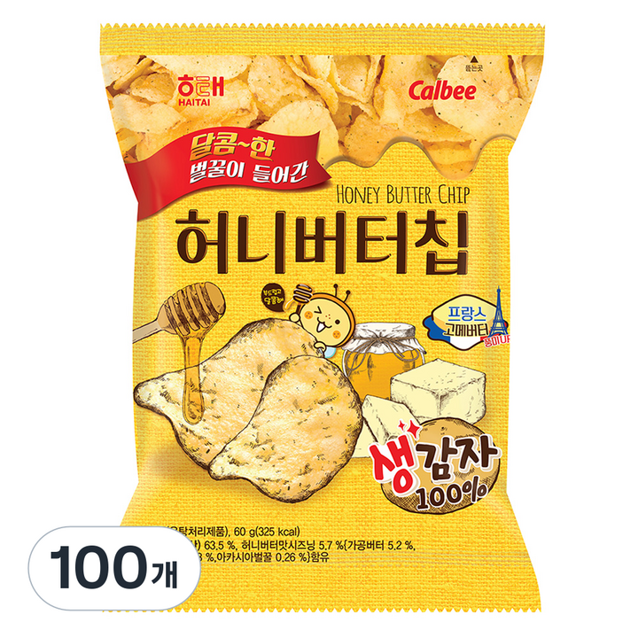 해태 허니버터칩, 60g, 100개