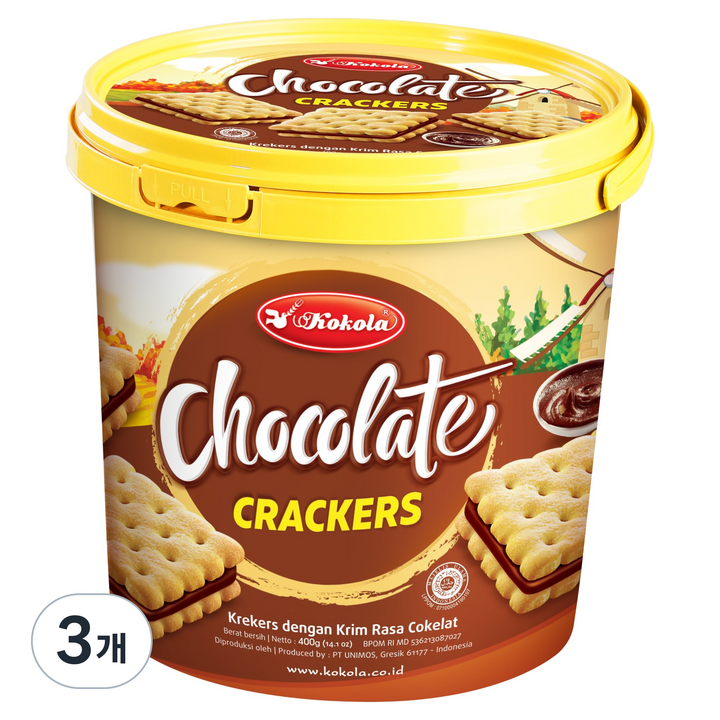 코코라 초코 샌드위치 크래커, 400g, 3개