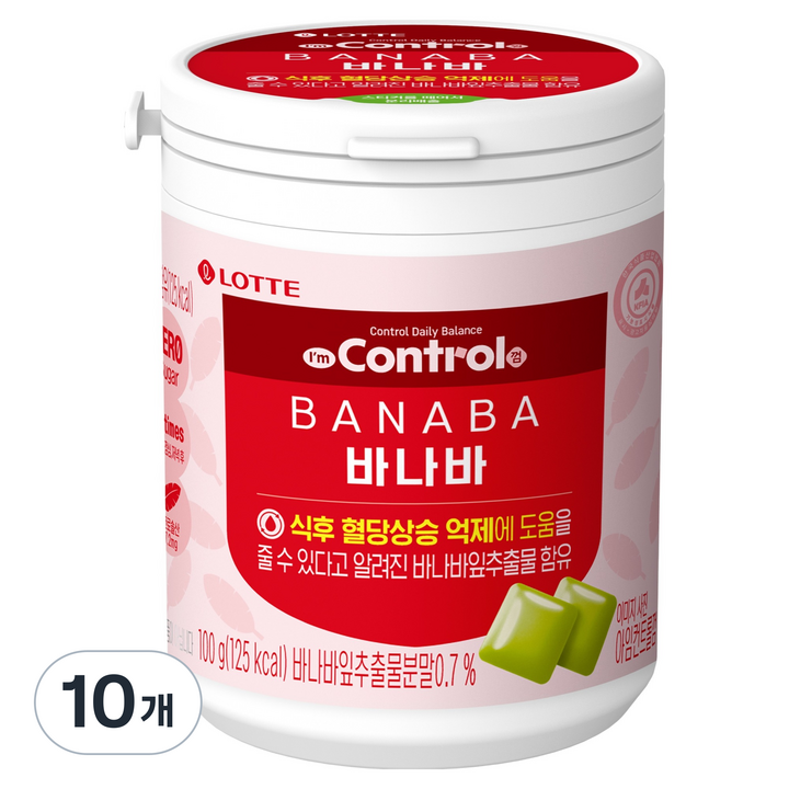 롯데웰푸드 아임 컨트롤 껌 바나바, 100g, 10개