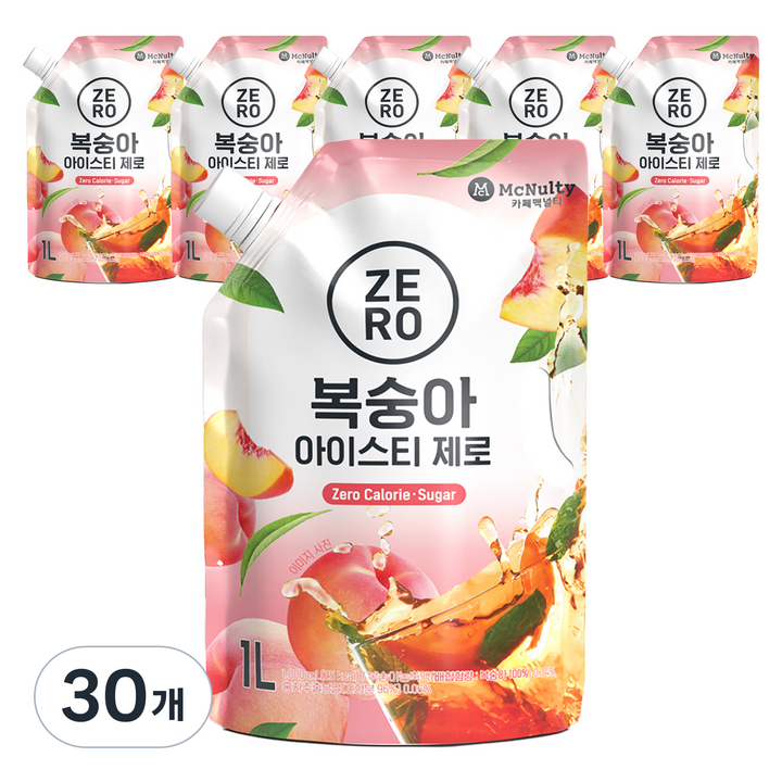맥널티커피 복숭아 아이스티 제로, 1L, 1개입, 30개
