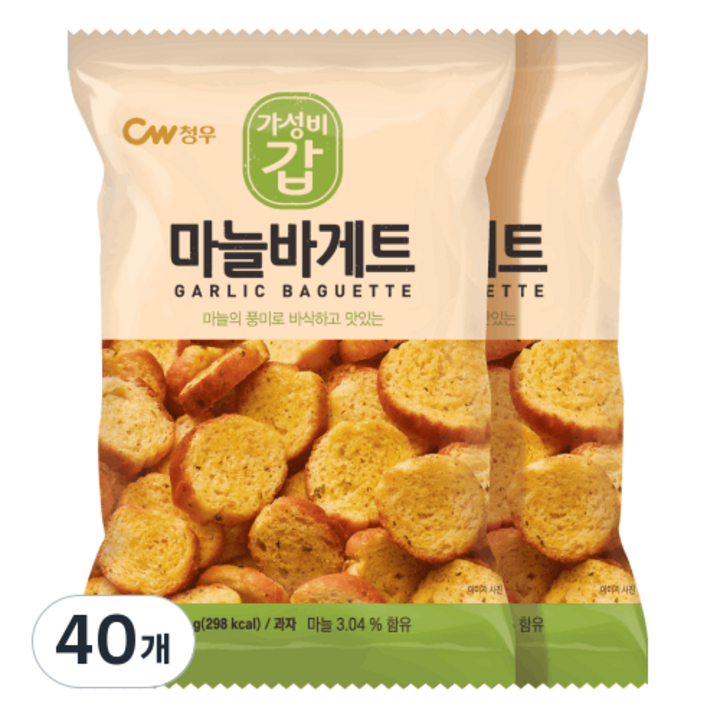 청우식품 마늘바게트, 65g, 40개