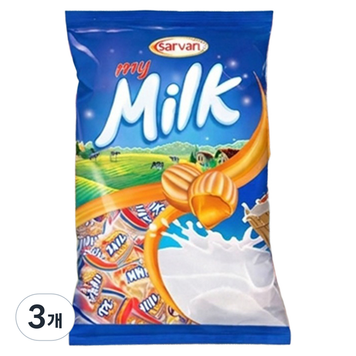 SARVAN 마이밀크 캬라멜 필링 캔디, 80g, 3개