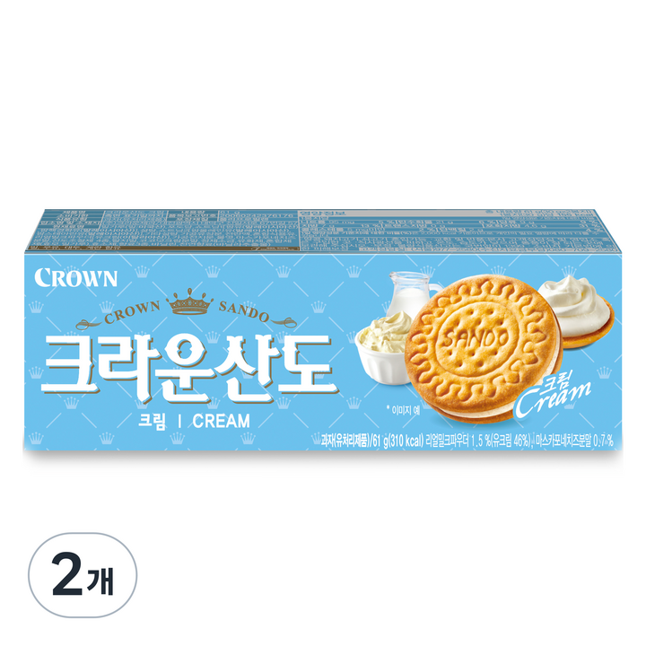 크라운산도 크림, 61g, 2개