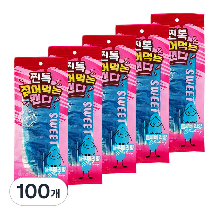 찐톡 접어먹는 캔디 블루베리향 4p, 38g, 100개