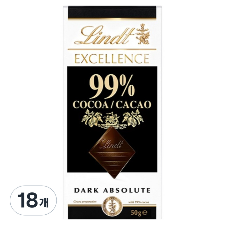 린트엑셀런스 다크 99% 초콜릿, 50g, 18개
