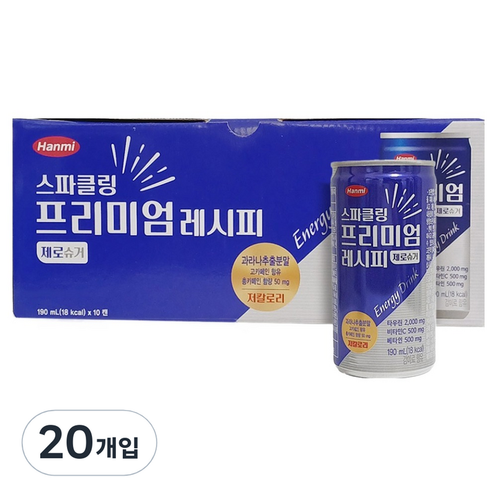한미헬스 사이언스 스파클링 프리미엄 레시피 제로슈가 음료, 190ml, 20개입