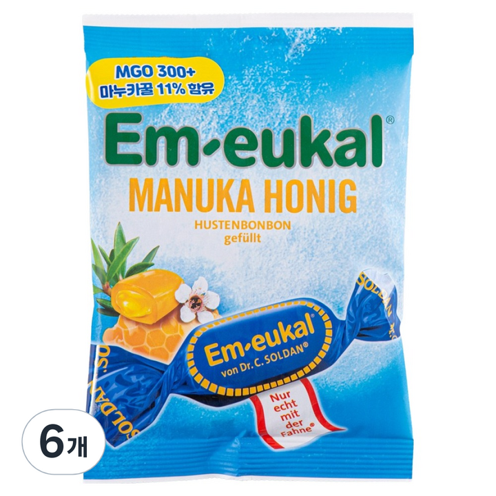 엠오이칼 마누카 꿀 목캔디, 75g, 6개