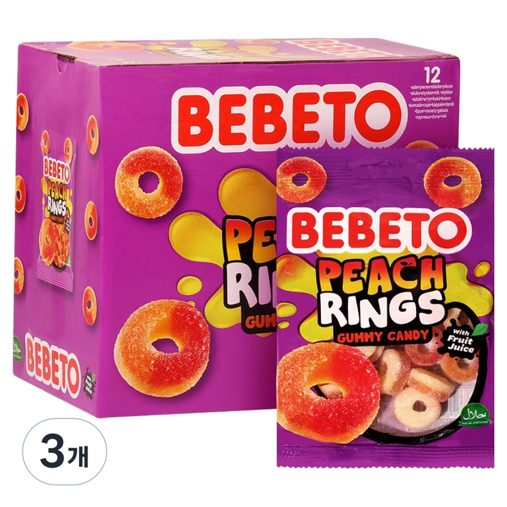 베베토 피치링 젤리, 80g, 36개