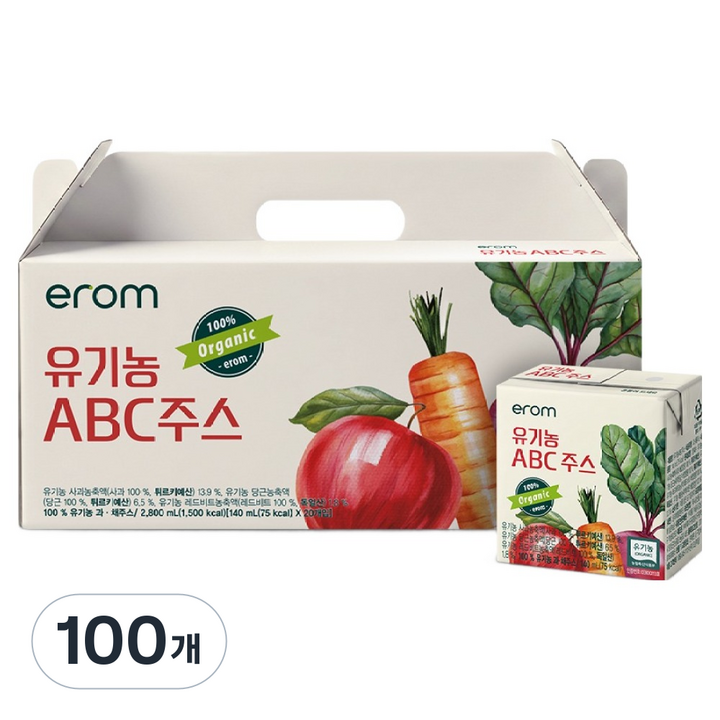 이롬 유기농 ABC주스, 100개, 140ml