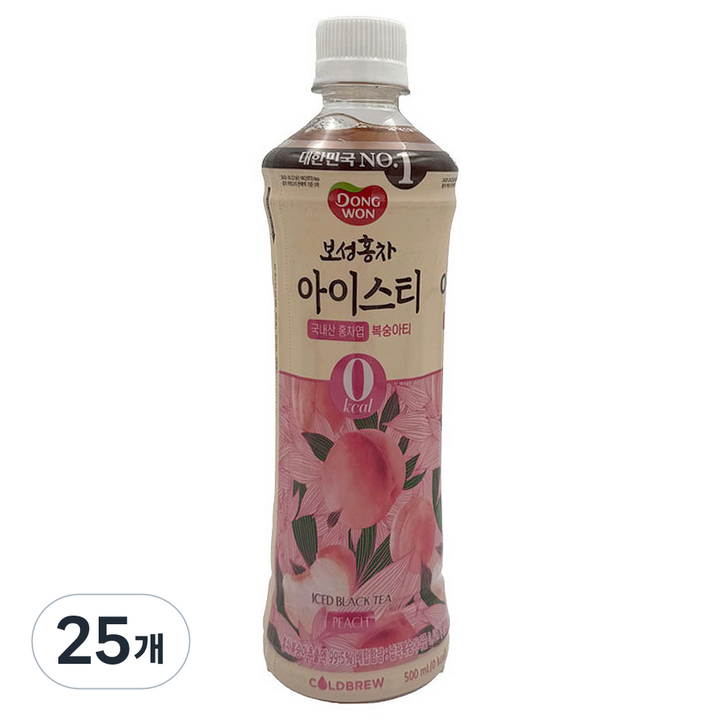 보성홍차 아이스티 제로 복숭아, 500ml, 25개