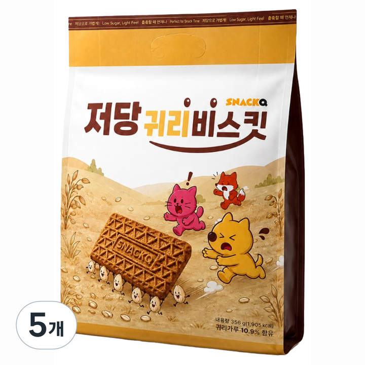 스낵큐 저당 귀리 비스킷, 356g, 5개