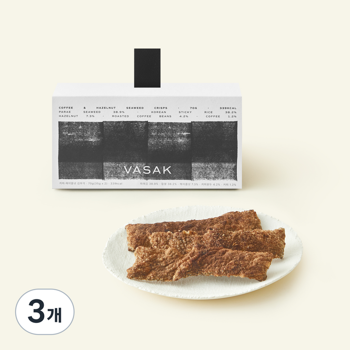 VASAK 바삭 시그니처 커피 헤이즐넛 김부각 2개입, 70g, 3개