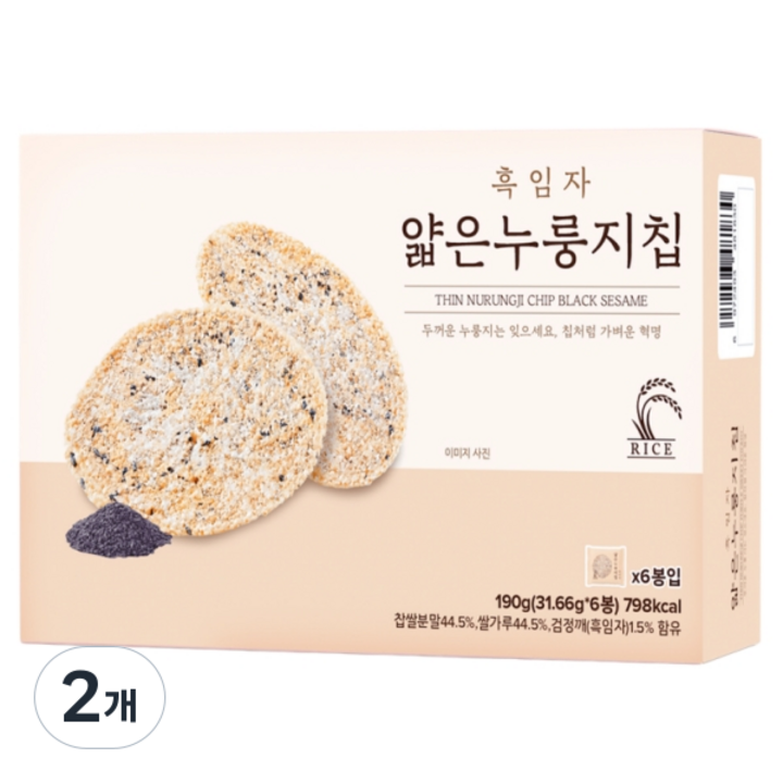 얇은 누룽지칩 흑임자, 2개, 190g
