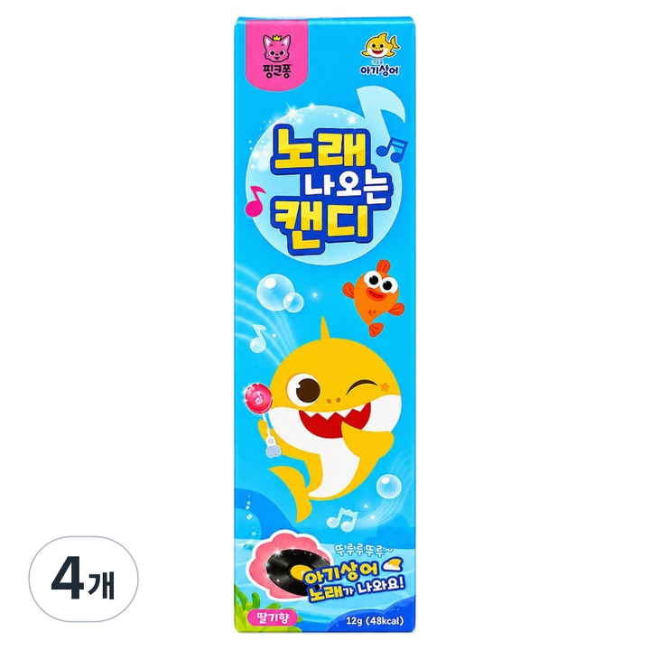 리더스인팜 핑크퐁 노래나오는 캔디 딸기향, 12g, 4개
