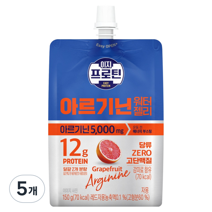 롯데웰푸드 이지프로틴 아르기닌 워터젤리 자몽, 150g, 5개