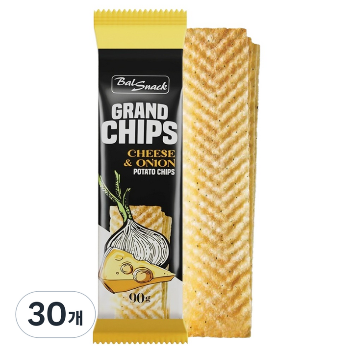 발스낵 그랜드 감자칩 치즈앤어니언, 30개, 90g