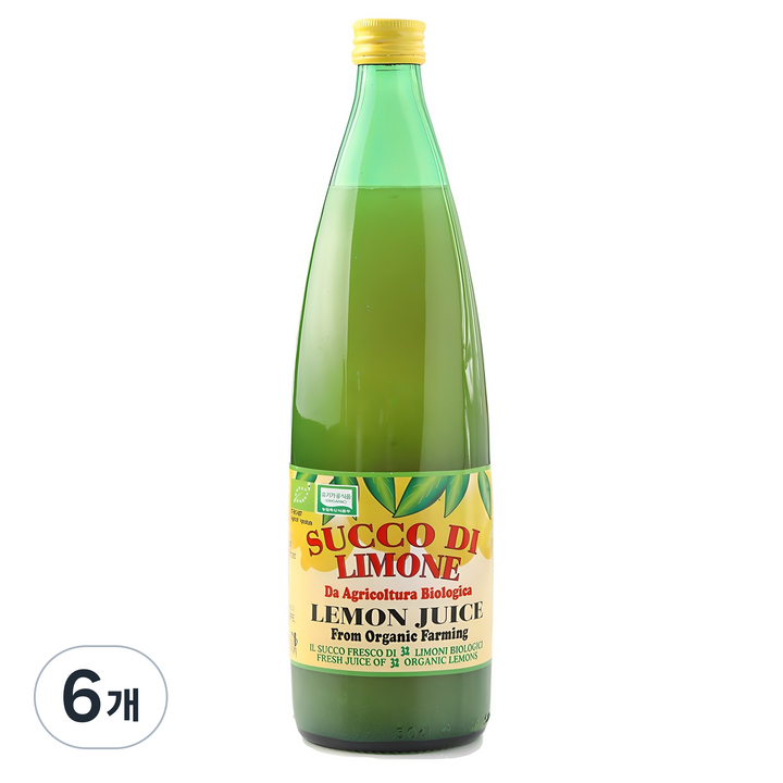 유로푸드 유기농 레몬주스, 1L, 6개
