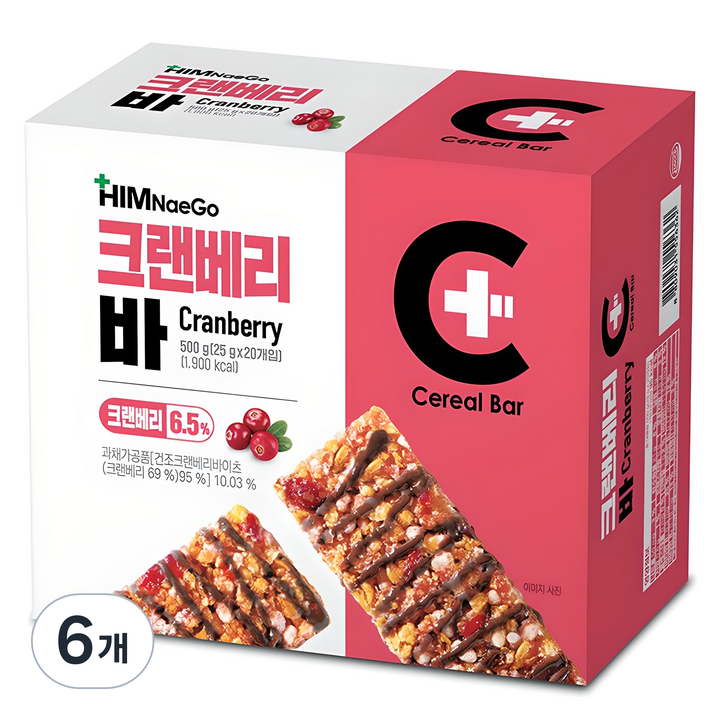 힘내고 크랜베리바, 500g, 6개