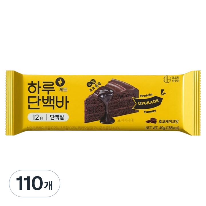 프로틴방앗간 하루단백바 제트 초코케이크맛, 40g, 110개