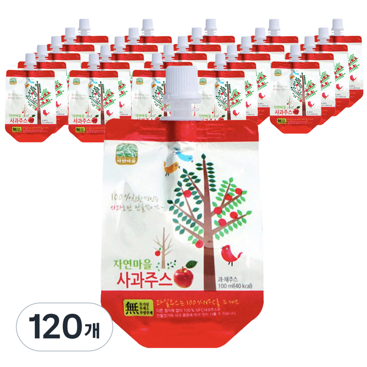 자연마을 착즙 사과주스, 100ml, 120개