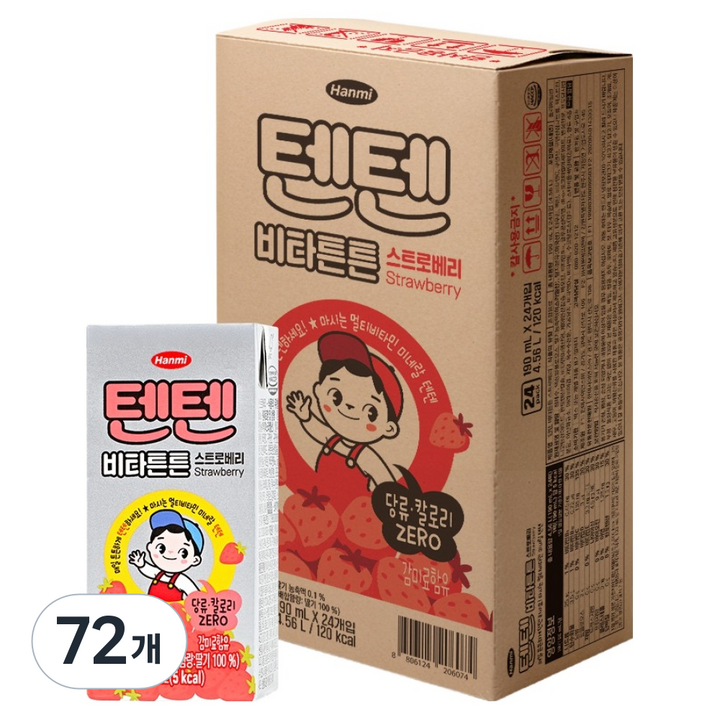텐텐 비타튼튼 스트로베리 주스, 72개, 190ml