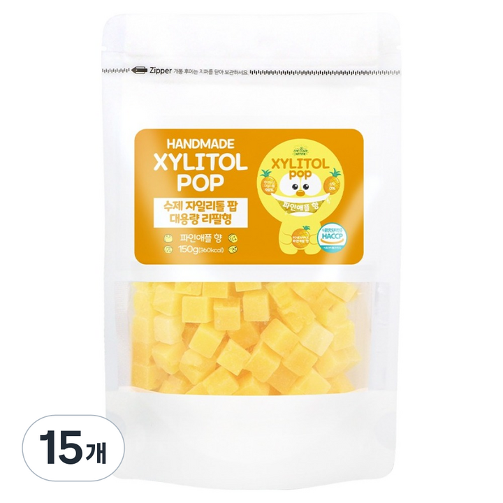 자일리톨팝 파우치 파인애플, 150g, 15개