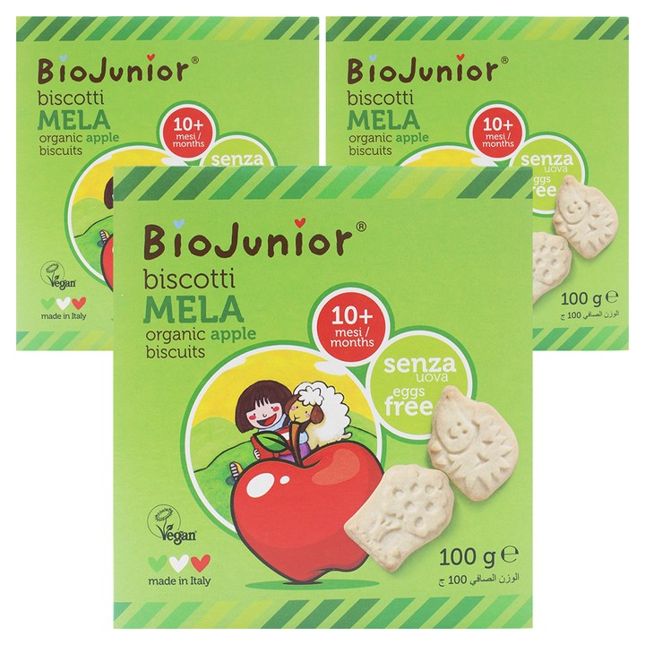 바이오주니어 유기농 사과 비스킷, 100g, 3개