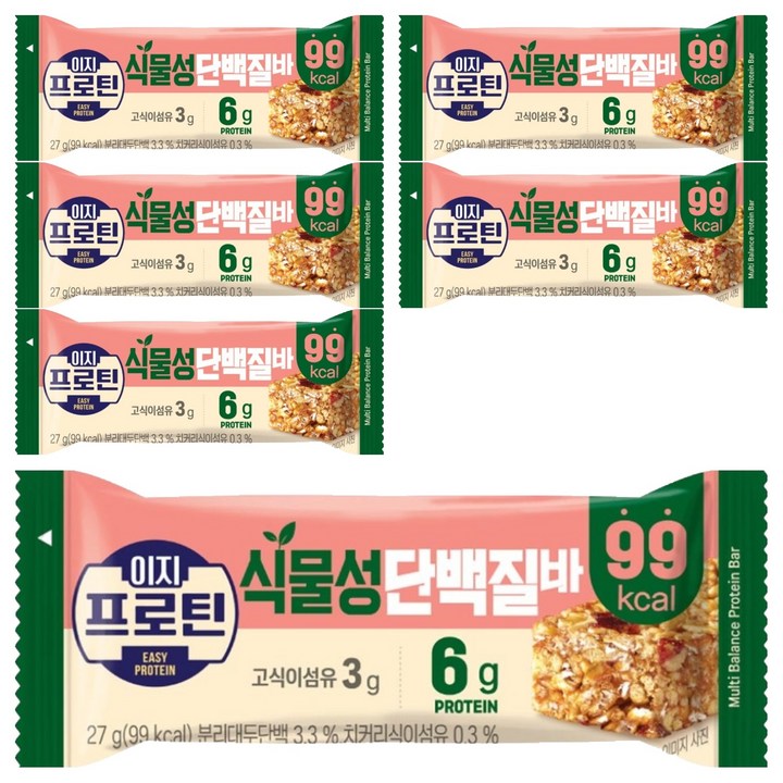 롯데웰푸드 이지프로틴 식물성단백질바, 27g, 6개