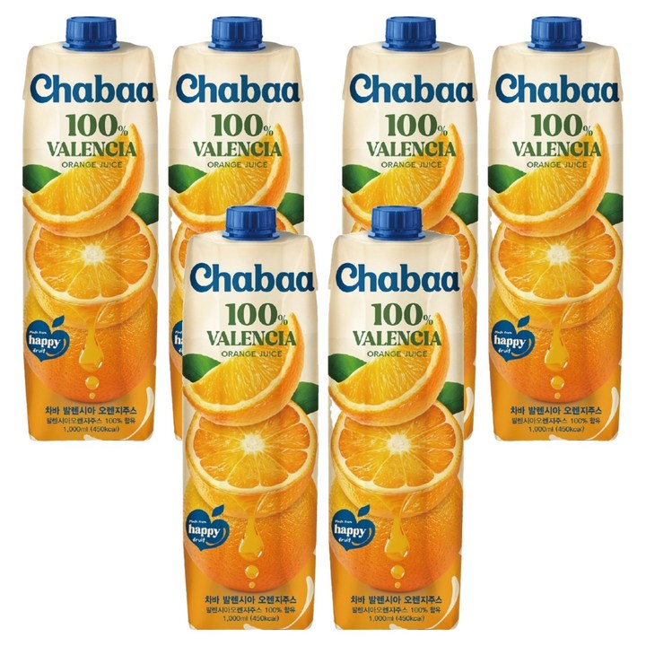 차바 발렌시아 오렌지주스, 1L, 6개