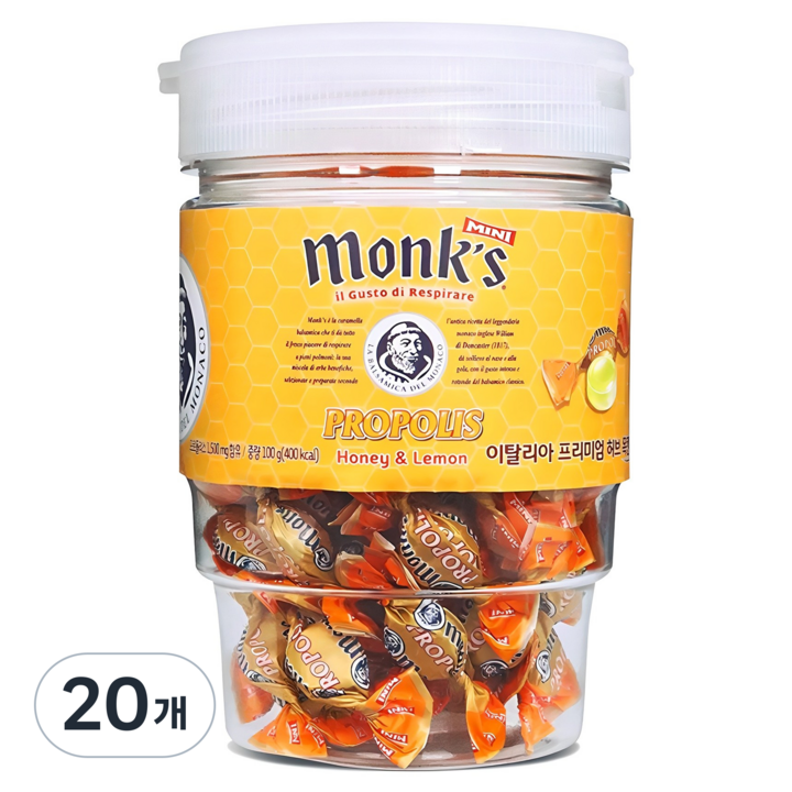 Monks 프로폴리스 캔디, 100g, 20개