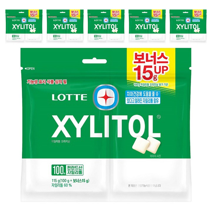 롯데자일리톨 오리지날 껌 리필, 115g, 6개