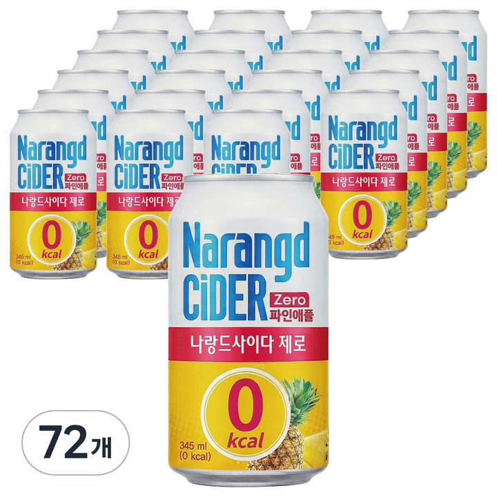 나랑드사이다 제로 파인애플 캔, 345ml, 72개