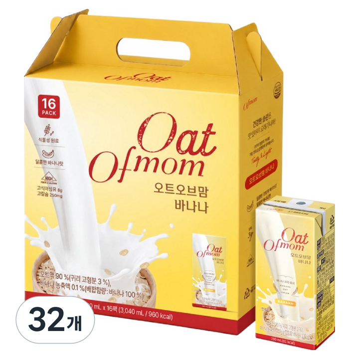 오브맘 오트오브맘 바나나맛 귀리 음료, 32개, 190ml