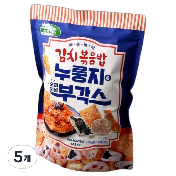 하루칩스 누룽지 & 부각스 김치볶음밥맛, 220g, 5개