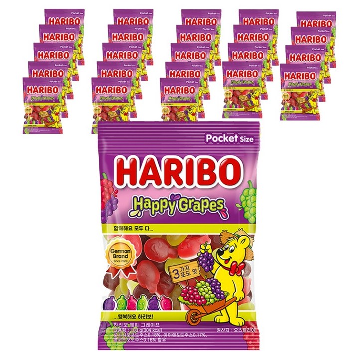 하리보 해피 그레이프 젤리, 100g, 24개
