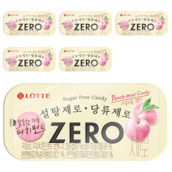 롯데제로 피치민트 캔디, 6개, 28g