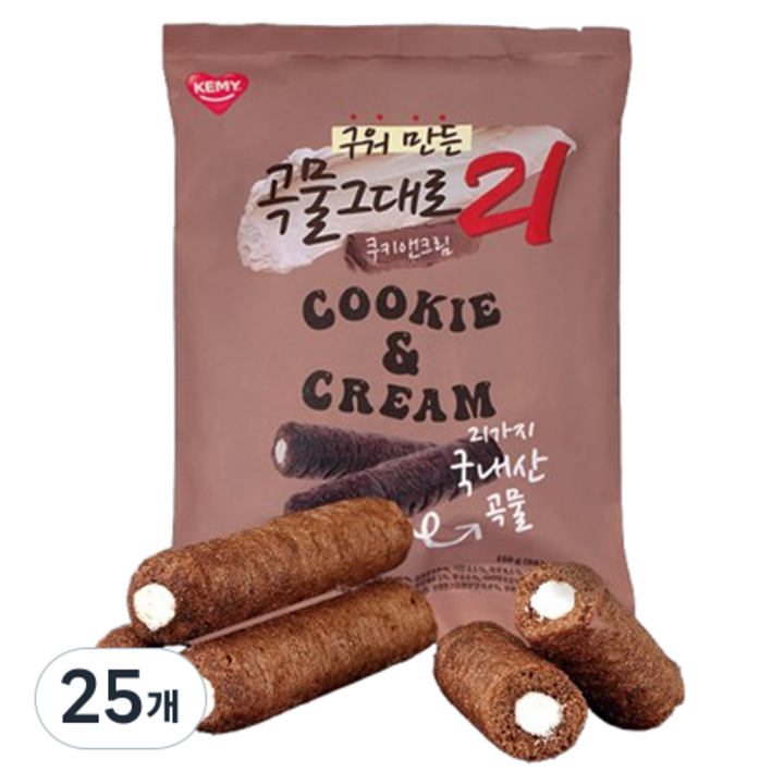 곡물그대로21 개미 크리스피롤 쿠키앤크림, 150g, 25개