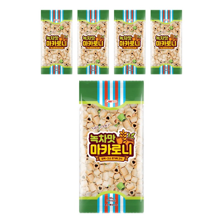 청우식품 녹차맛 마카로니, 155g, 5개